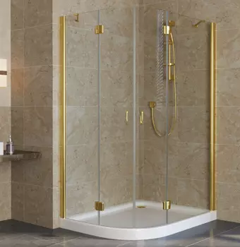 Душевой уголок Vegas Glass AFS-F Lux 120*110 09 01 R профиль золото, стекло прозрачное