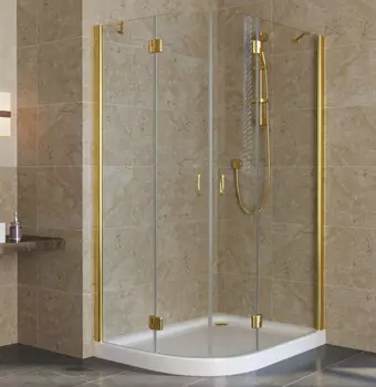 Душевой уголок Vegas Glass AFS-F Lux 120*90 09 01 R профиль золото, стекло прозрачное