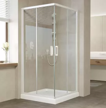 Душевой уголок Vegas Glass ZA 0090 01 01 профиль белый, стекло прозрачное