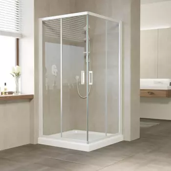 Душевой уголок Vegas Glass ZA 100 01 01 профиль белый, стекло прозрачное