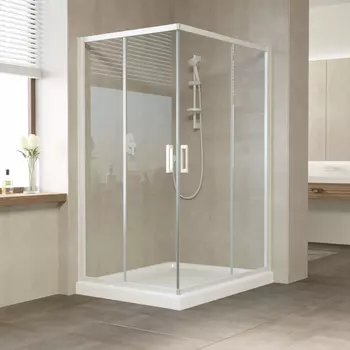 Душевой уголок Vegas Glass ZA-F 0120*110 01 01 профиль белый, стекло прозрачное