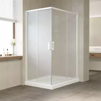 Душевой уголок Vegas Glass ZA-F 120*80 01 10 профиль белый, стекло сатин