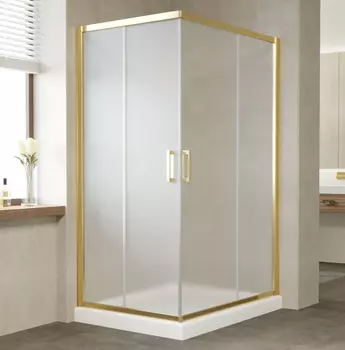 Душевой уголок Vegas Glass ZA-F 80*110 09 10 профиль золото, стекло сатин