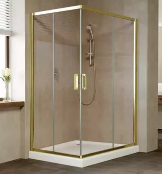Душевой уголок Vegas Glass ZA-F 80*120 09 05 профиль золото, стекло бронза