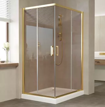 Душевой уголок Vegas Glass ZA-F 90*100 09 05 профиль золото, стекло бронза
