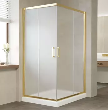 Душевой уголок Vegas Glass ZA-F 90*100 09 10 профиль золото, стекло сатин