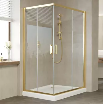 Душевой уголок Vegas Glass ZA-F 90*120 09 01 профиль золото, стекло прозрачное