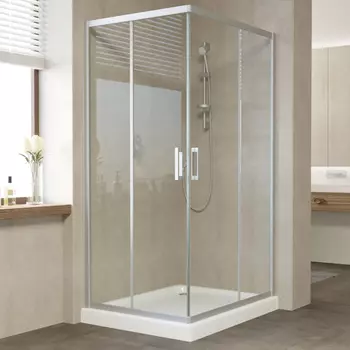 Душевой уголок Vegas Glass ZA-F 90*80 07 01 профиль матовый хром, стекло прозрачное