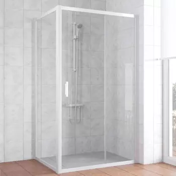 Душевой уголок Vegas Glass ZP+ZPV 100*80 01 01 профиль белый, стекло прозрачное