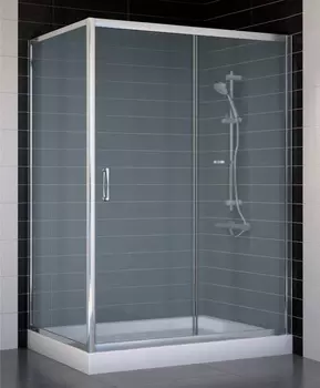 Душевой уголок Vegas Glass ZP+ZPV 130*80 08 10 профиль глянцевый хром, стекло сатин