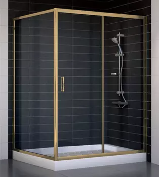 Душевой уголок Vegas Glass ZP+ZPV 140*100 05 01 профиль бронза, стекло прозрачное