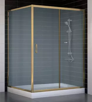 Душевой уголок Vegas Glass ZP+ZPV 140*100 05 10 профиль бронза, стекло сатин
