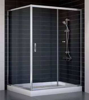 Душевой уголок Vegas Glass ZP+ZPV 140*100 08 01 профиль глянцевый хром, стекло прозрачное