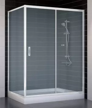 Душевой уголок Vegas Glass ZP+ZPV 140*80 01 10 профиль белый, стекло сатин