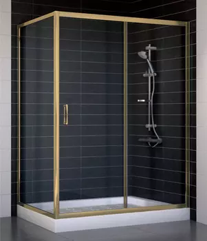 Душевой уголок Vegas Glass ZP+ZPV 140*80 05 01 профиль бронза, стекло прозрачное