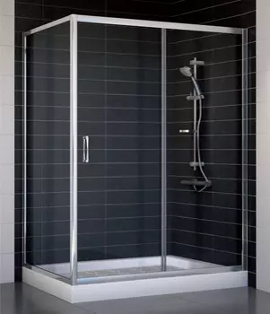 Душевой уголок Vegas Glass ZP+ZPV 140*80 08 01 профиль глянцевый хром, стекло прозрачное
