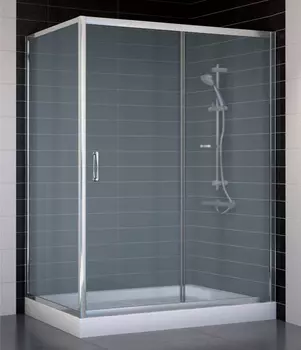 Душевой уголок Vegas Glass ZP+ZPV 140*80 08 10 профиль глянцевый хром, стекло сатин