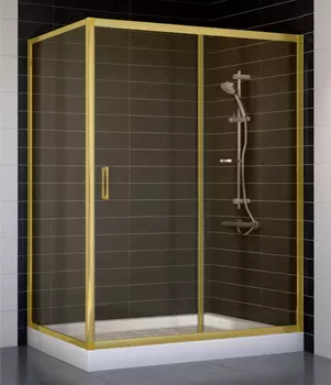 Душевой уголок Vegas Glass ZP+ZPV 140*80 09 05 профиль золото, стекло бронза