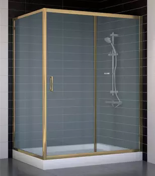 Душевой уголок Vegas Glass ZP+ZPV 140*90 05 10 профиль бронза, стекло сатин
