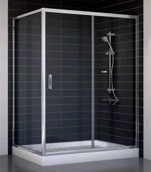 Душевой уголок Vegas Glass ZP+ZPV 140*90 08 01 профиль глянцевый хром, стекло прозрачное