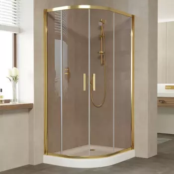 Душевой уголок Vegas Glass ZS-F 100*80 09 05 профиль золото, стекло бронза