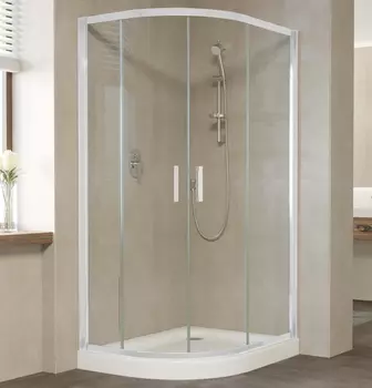 Душевой уголок Vegas Glass ZS-F 100*90 01 01 профиль белый, стекло прозрачное