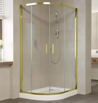 Душевой уголок Vegas Glass ZS-F 100*90 09 01 профиль золото, стекло прозрачное