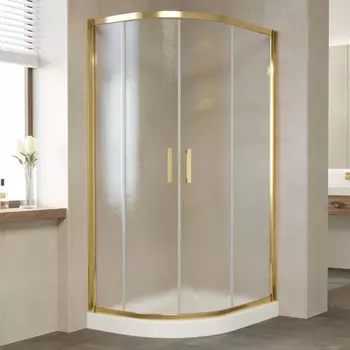 Душевой уголок Vegas Glass ZS-F 100*90 09 02 профиль золото, стекло шиншилла