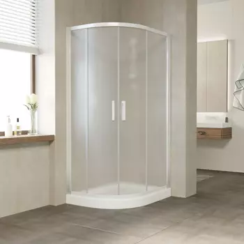 Душевой уголок Vegas Glass ZS-F 90*80 01 10 профиль белый, стекло сатин
