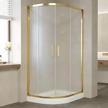 Душевой уголок Vegas Glass ZS-F 90*80 09 10 профиль золото, стекло сатин