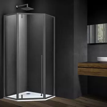 Душевой уголок Vincea Penta VSP-3P100CLGM, 100х100, вороненая сталь, стекло прозрачное
