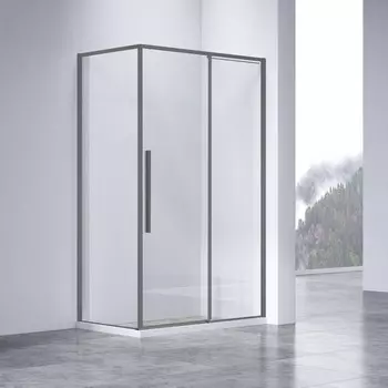 Душевой уголок Vincea Slim-N VSR-4SN9011CLGM, 110х90, вороненая сталь, стекло прозрачное