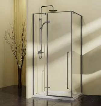 Душевой уголок Vincea Slim-N VSR-5SN9010CLGM, 100х90, вороненая сталь, стекло прозрачное