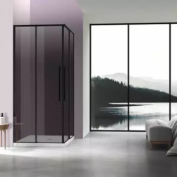 Душевой уголок Vincea Slim-N VSS-4SN8010CGB 100х80 профиль черный, стекло тонированное