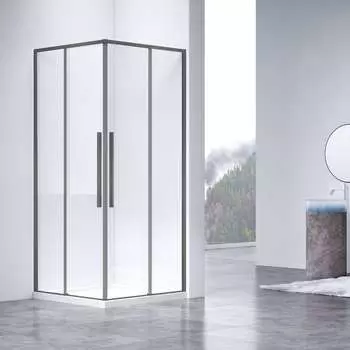 Душевой уголок Vincea Slim-N VSS-4SN90CLGM, 90х90, вороненая сталь, стекло прозрачное