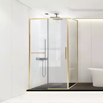 Душевой уголок Vincea Slim Soft VSR-1SS8015CLG, 150х80, брашированное золото, стекло прозрачное