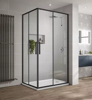 Душевой уголок Vincea Slim-U VSS-2SU 100x80x200 профиль черный, стекло прозрачное