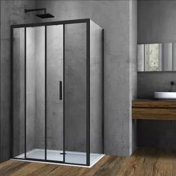 Душевой уголок Vincea Soft VSR-3SO9011CLB, 110х90, черный, стекло прозрачное