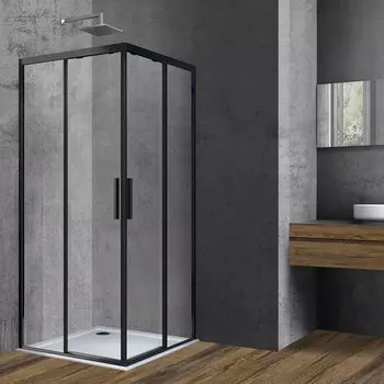 Душевой уголок Vincea Soft VSS-3SO 100х100 профиль черный, стекло прозрачное