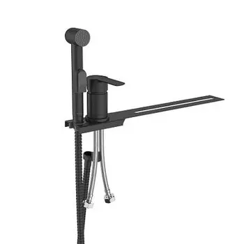 Гигиенический душ Milardo Tidy 001BL00M08 со смесителем, с установкой на унитаз, черный матовый