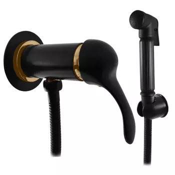 Гигиенический душ Rav Slezak Labe L047/1CMATZ со смесителем, черный матовый/золото