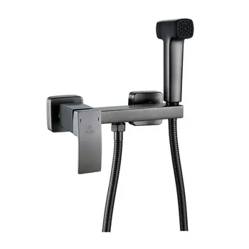 Гигиенический душ Rose R1505T-1 со смесителем оружейная сталь