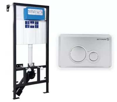 Инсталляция Bettoserb Sava Fix Slim 40006456 + клавиша Morava 40006462 хром матовый