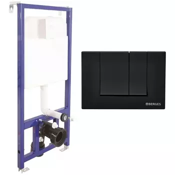 Инсталляция для унитазов Berges Wasserhaus Novum 040245 с кнопкой смыва S5 черная Soft Touch