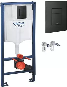 Инсталляция для унитазов Grohe Solido 38811KF0 3 в 1 с черной кнопкой смыва