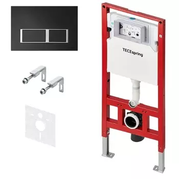 Инсталляция для унитазов TECE TECEspring S955204 с панелью смыва TECEspring V черной матовой/хром