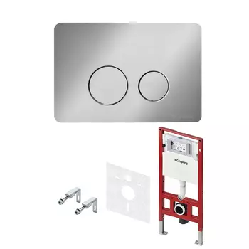 Инсталляция для унитазов TECE TECEspring S955302 панель смыва с круглыми кнопками, нержавеющая сталь/сатин