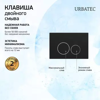 Кнопка смыва Urbatec F4MB черная матовая