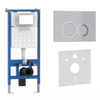 Комплект 2 в 1 Iberica Blanca инсталляция+клавиша смыва хром матовый IB.B082.004.000