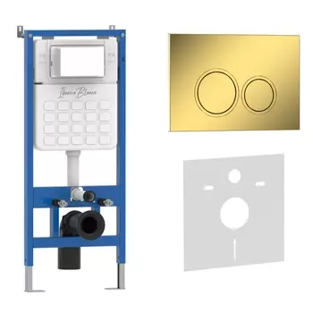 Комплект 2 в 1 Iberica Blanca инсталляция+клавиша смыва золото глянцевое IB.B082.006.001